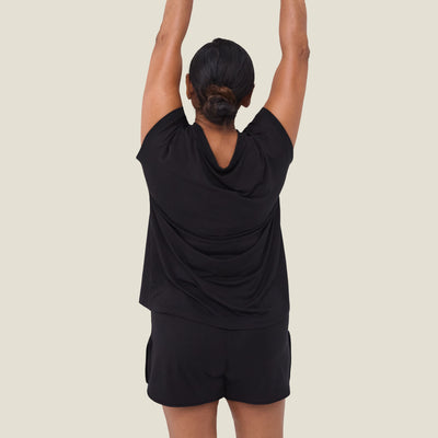 Back view of WUKA Menopause Jersey Set showcasing the open-back detail for breathability and sweat-wicking comfort.