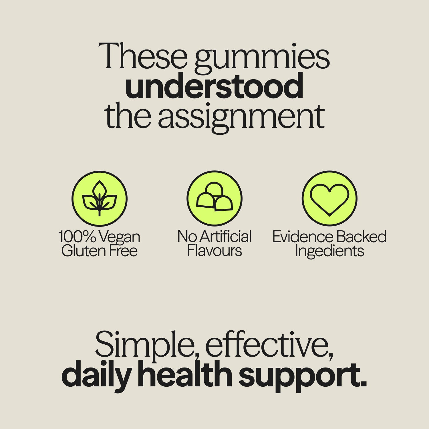 100% vegan and gluten-free immunity gummies made with evidence-backed ingredients for daily health support.