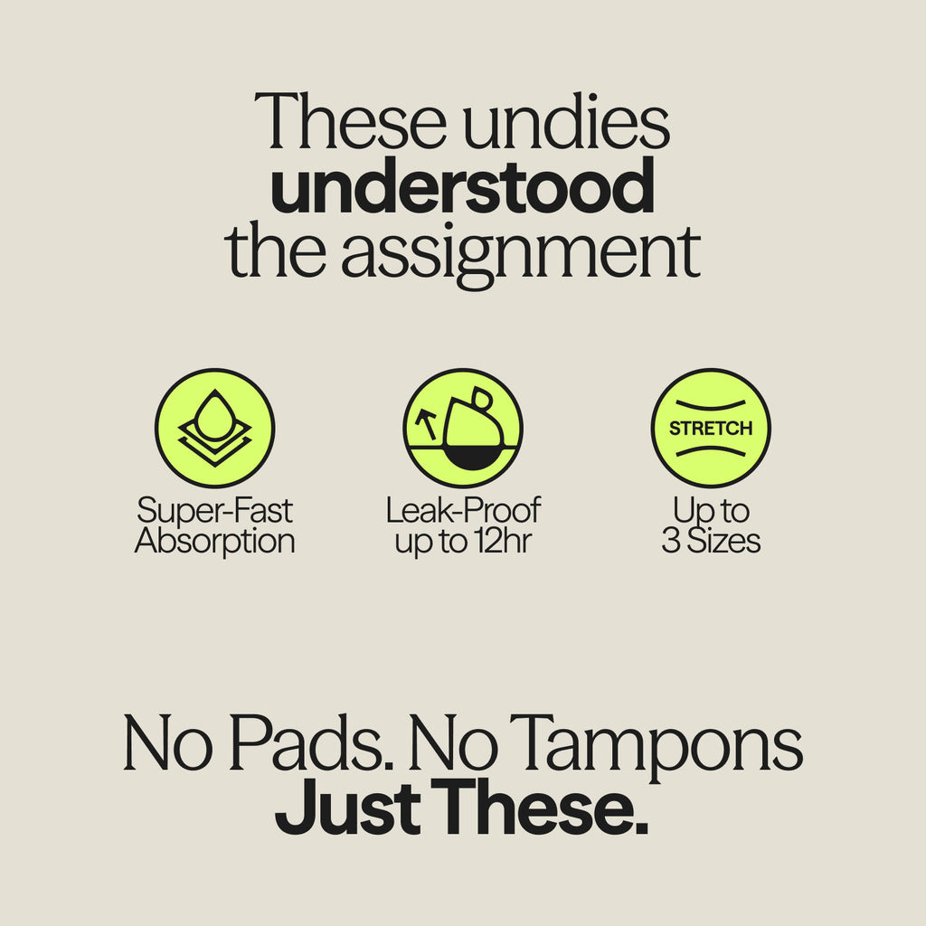 WUKA Teen Stretch™ Boxer Short Heavy in Black showcasing key features: super-fast absorption, 12-hour leak-proof protection, and flexible stretch fit that covers up to 3 sizes. No pads or tampons needed—just these period underwear.