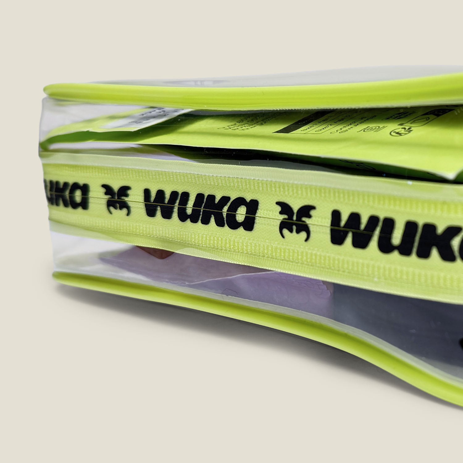 Detailed close-up of WUKA Period Starter Kit zip and contents, highlighting quality materials and reusable period care design