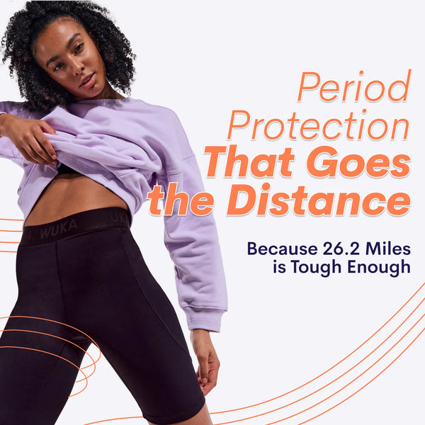 WUKA period cycling shorts - period protection that goes the distance. Because 26.2 miles is tough enough